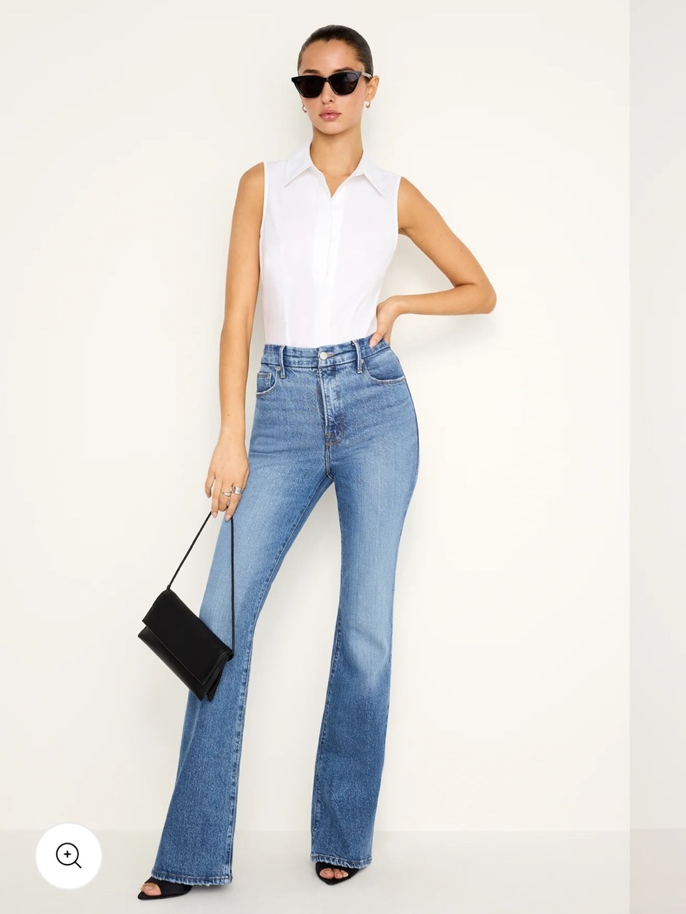 Good American “Soft Tech Good Classic Bootcut Jeans”